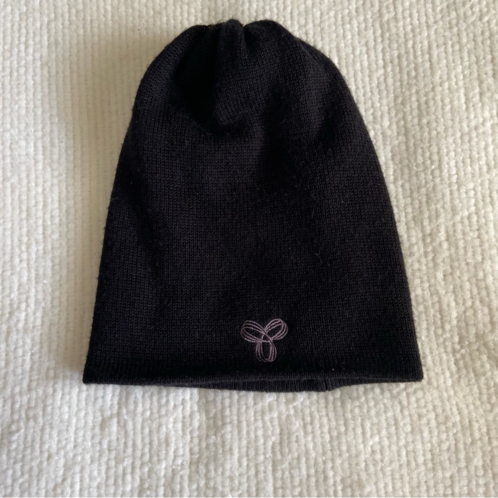 TNA Black Knit Beanie with Purple Embroidered Logo